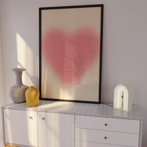 Hjärtformad väggkonst, present till henne, estetisk väggdekor, hjärtformad poster, flickaväggkonst, rosa väggdekor, kärleksposter, kärleksväggkonst, trendig poster bild 4