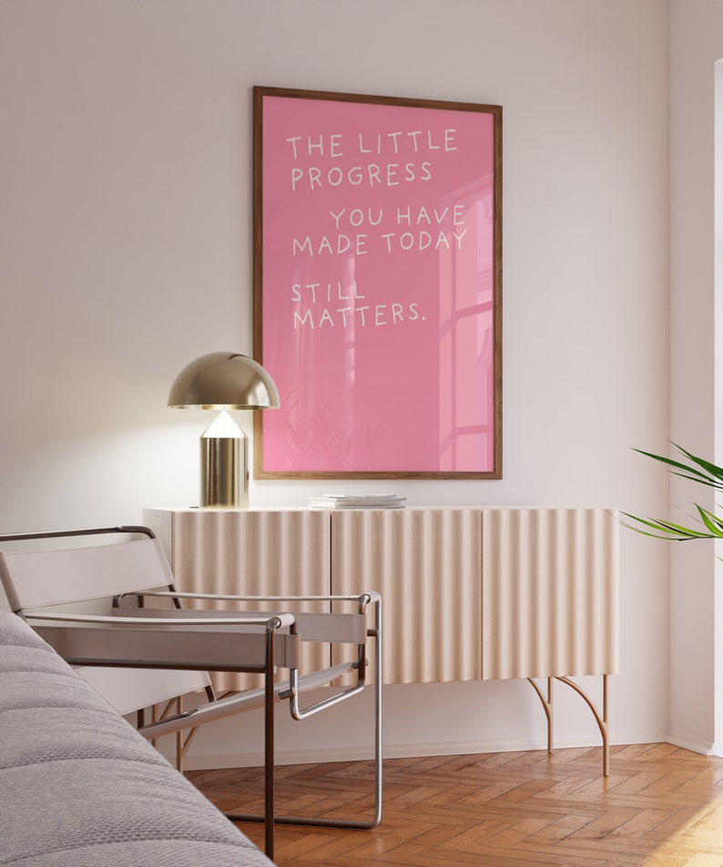 Cute Minimalist Quote Poster Pink Wall Art Aesthetic A4 A3 A2 Poster and Prints Danish Pastel image 4
