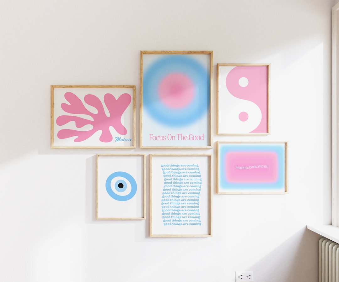 Aesthetic Room Decor Pink and Blue Wall Art Trendy Wall Art Etsy