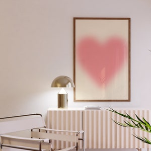 Hjärtformad väggkonst, present till henne, estetisk väggdekor, hjärtformad poster, flickaväggkonst, rosa väggdekor, kärleksposter, kärleksväggkonst, trendig poster bild 3