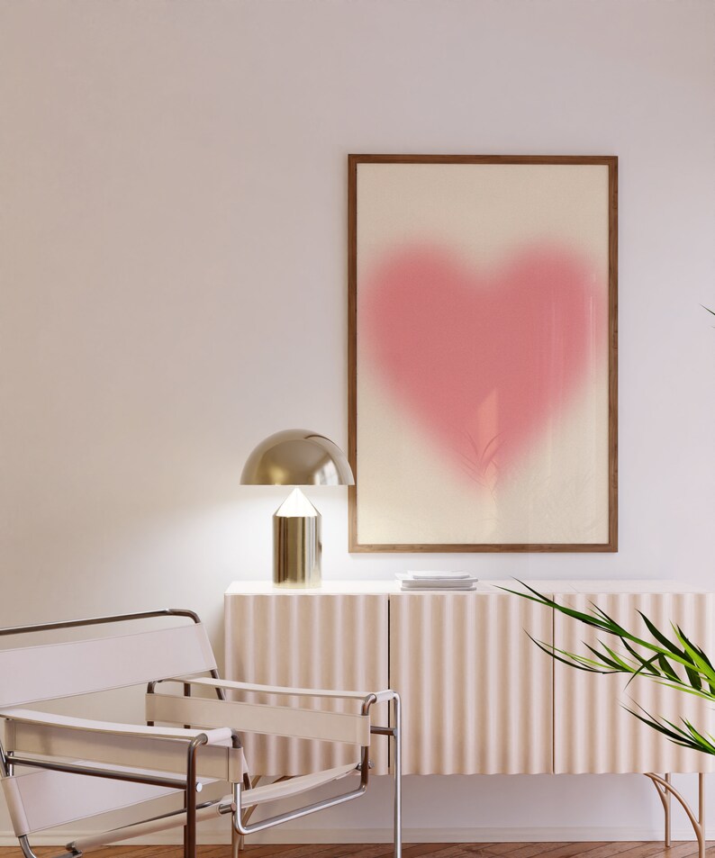 Hjärtformad väggkonst, present till henne, estetisk väggdekor, hjärtformad poster, flickaväggkonst, rosa väggdekor, kärleksposter, kärleksväggkonst, trendig poster bild 3