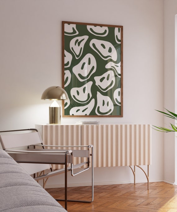 Green Melted Smiley Face Print, Trendy Smiley Face Art, Trippy Wall Decor, Smiley  Face Aesthetic, Printable Smiley Art, Digital Download - Etsy