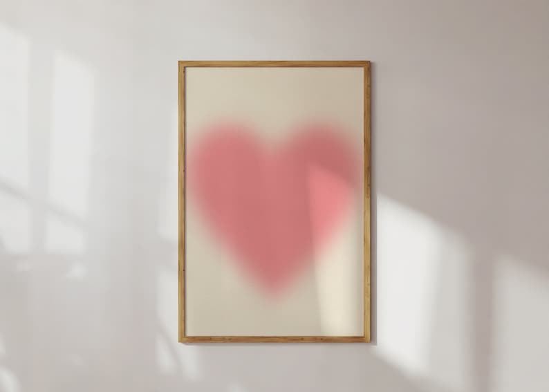 Hjärtformad väggkonst, present till henne, estetisk väggdekor, hjärtformad poster, flickaväggkonst, rosa väggdekor, kärleksposter, kärleksväggkonst, trendig poster bild 7