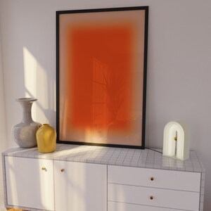 Orange Aura Farbverlauf - Wohnung Dekor - Ästhetisches Raumdekor - Dänisches Pastell Dekor - Große Wandkunst - Orange Wandkunst - Orangenes Poster Bild 3