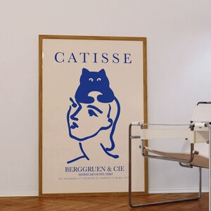 Fun Wall Art Print Matisse Poster Trendy Wall Decor Blue Beige Minimalist Apartment Decor Aesthetic Room A4 A3 A2 Poster Large Wall Art image 2