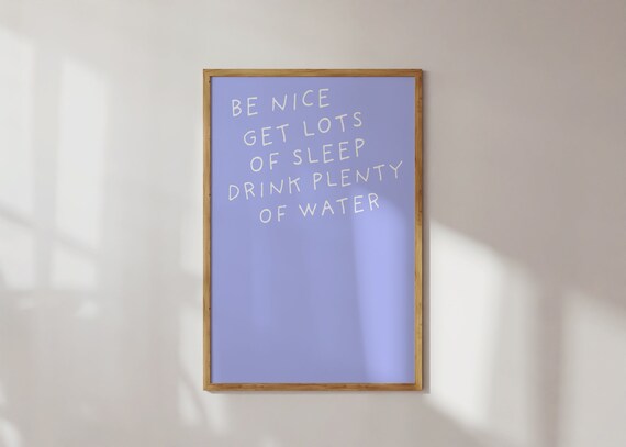 Room Decor Aesthetic Minimalist Poster Light Blue Wall Art Trendy Positive Cute Quote Printable Wall Art Digital Download Prints