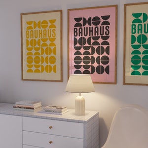 Bauhaus Retro Poster Rosa Schwarz • Modern Apartment Wall Art • Mid-Century • Kunstdrucke Wohnzimmer Poster Schlafzimmer 50x70 • 0234