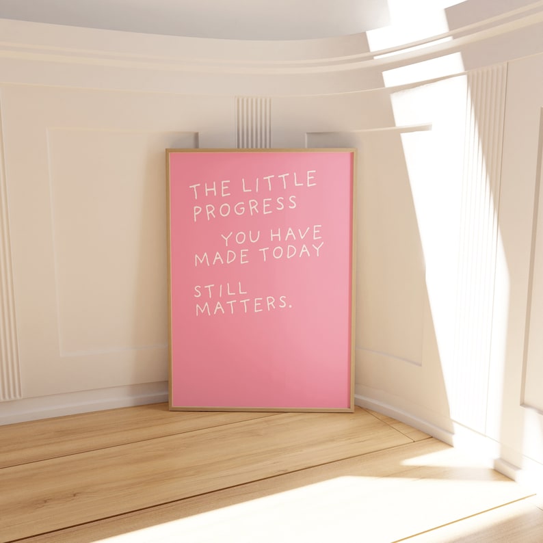 Cute Minimalist Quote Poster Pink Wall Art Aesthetic A4 A3 A2 Poster and Prints Danish Pastel image 2