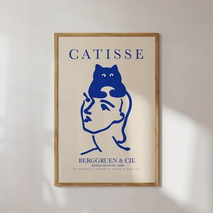 Fun Wall Art Print Matisse Poster Trendy Wall Decor Blue Beige Minimalist Apartment Decor Aesthetic Room A4 A3 A2 Poster Large Wall Art image 5