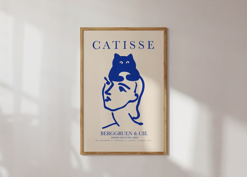 Fun Wall Art Print Matisse Poster Trendy Wall Decor Blue Beige Minimalist Apartment Decor Aesthetic Room A4 A3 A2 Poster Large Wall Art image 5