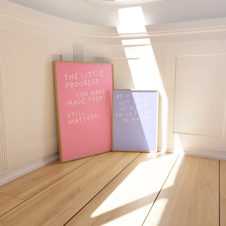 Cute Minimalist Quote Poster Pink Wall Art Aesthetic A4 A3 A2 Poster and Prints Danish Pastel image 5