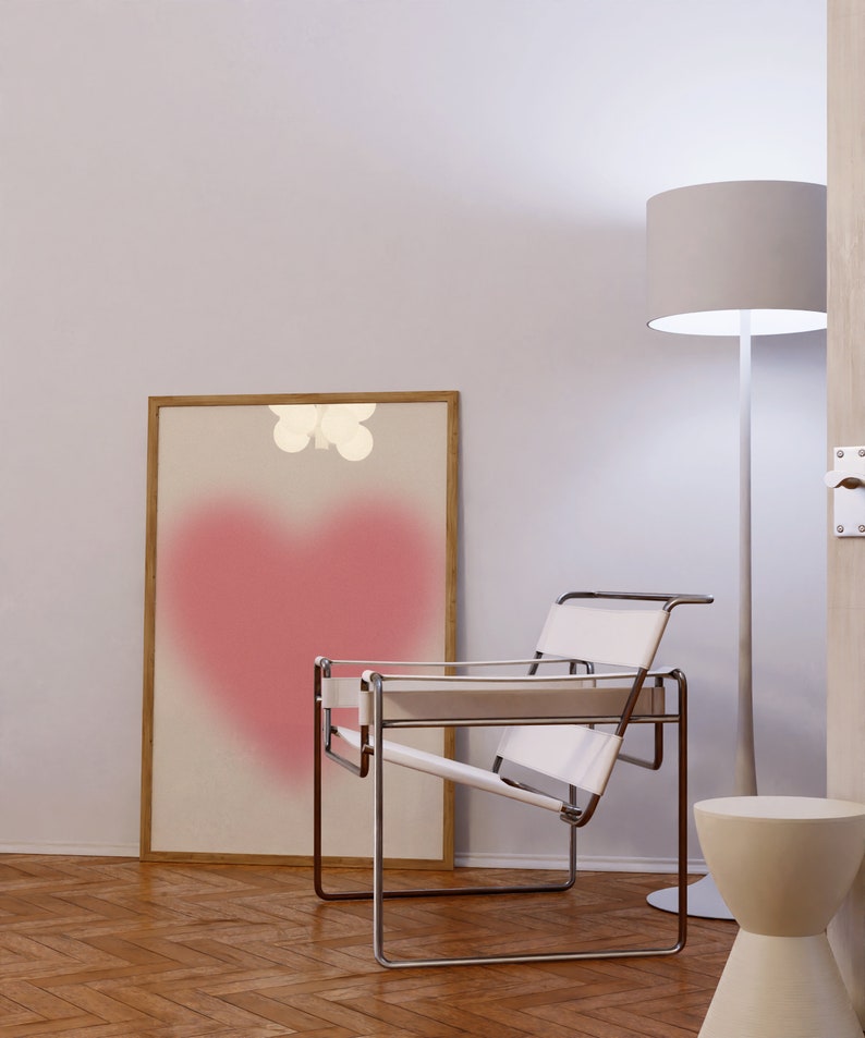 Hjärtformad väggkonst, present till henne, estetisk väggdekor, hjärtformad poster, flickaväggkonst, rosa väggdekor, kärleksposter, kärleksväggkonst, trendig poster bild 6
