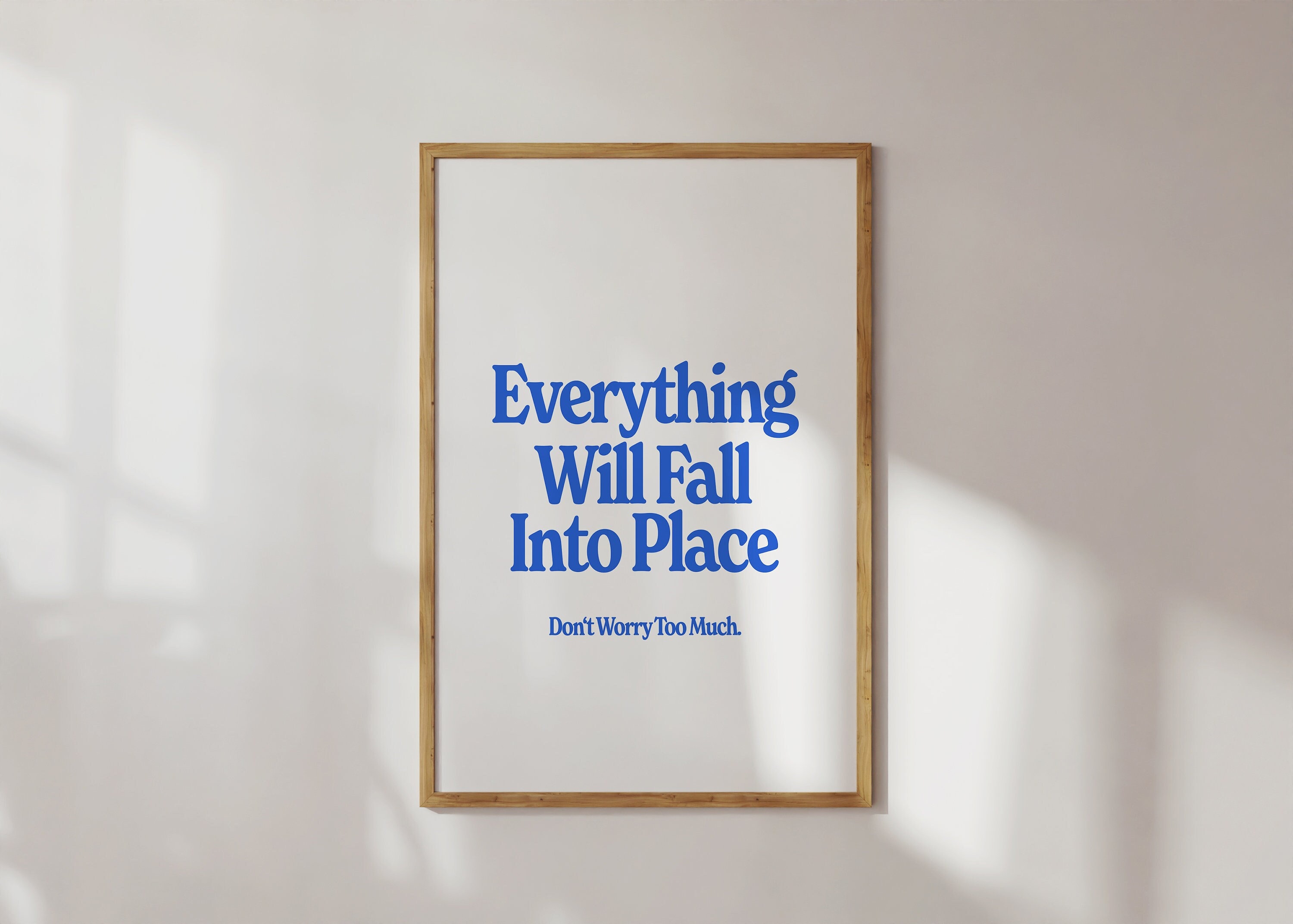 Wall Art Print Trendy Blue, Aesthetic Room Decor Poster, Dorm Poster