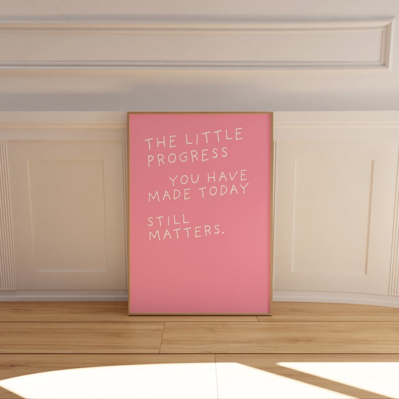 Cute Minimalist Quote Poster Pink Wall Art Aesthetic A4 A3 A2 Poster and Prints Danish Pastel image 6