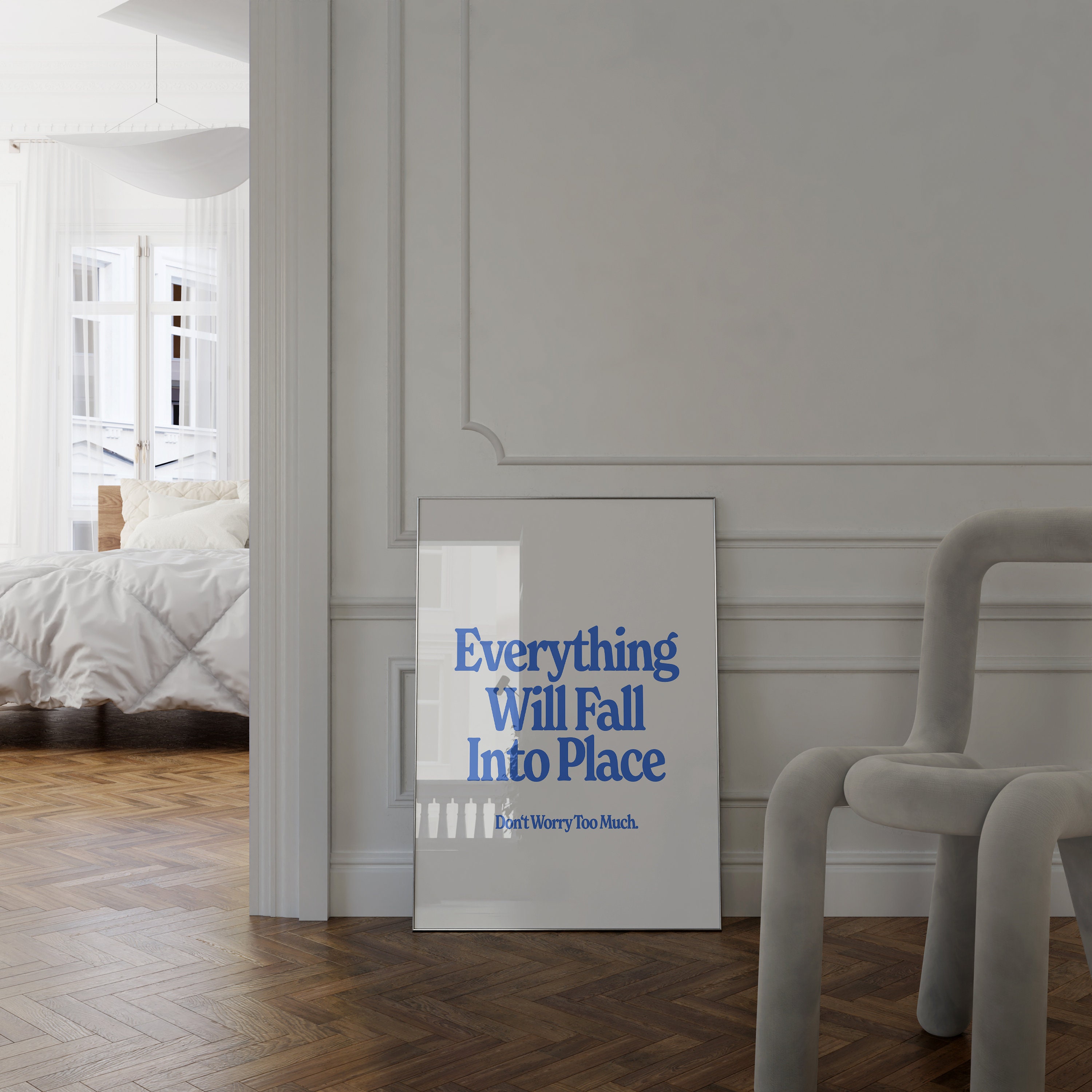 Wall Art Print Trendy Blue Aesthetic Room Decor Poster Dorm Etsy