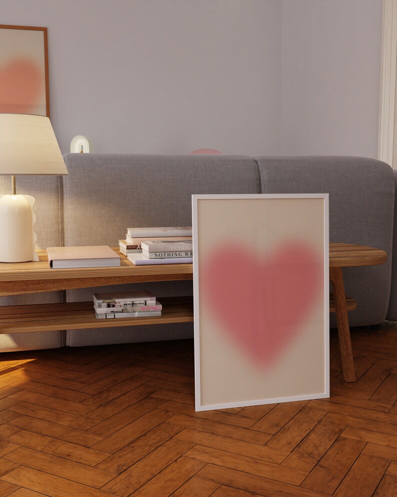 Hjärtformad väggkonst, present till henne, estetisk väggdekor, hjärtformad poster, flickaväggkonst, rosa väggdekor, kärleksposter, kärleksväggkonst, trendig poster bild 5