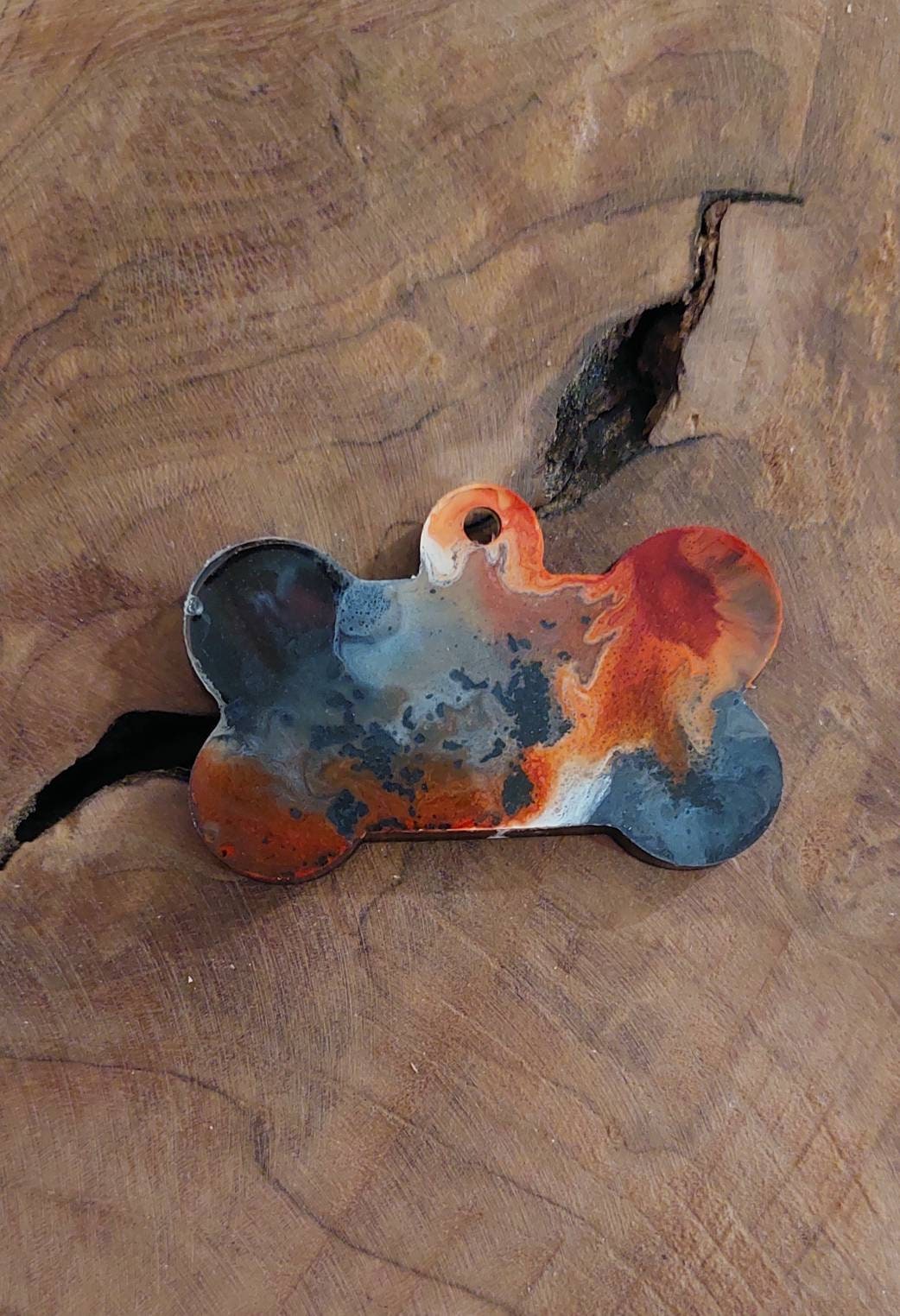 Médaille Os en Résine Epoxy Identification Chien