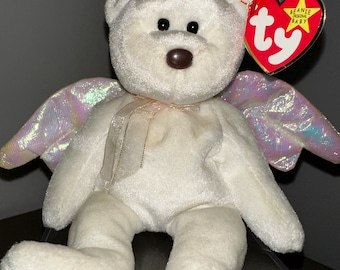 Halo Ty Beanie Bebé Ángel Oso. Naríz marrón. Jubilado. Extraño. 1998