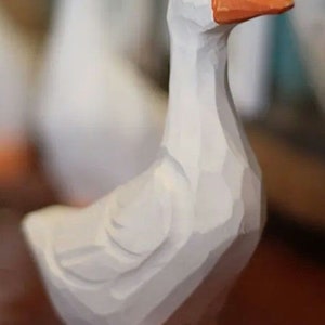 Hand-Carved Wooden Goose Figurine: Rustic Home Decor