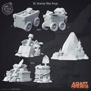Dwarven Mine Elements - Cast n 'Play - Lochy i smoki, Dnd, pathfinder, młot bojowy - Skala 32 mm - Druk 3D