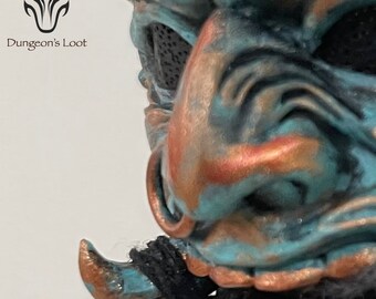 Máscara de Samurai Japonesa Colecionável Pintada à Mão - Impressa em 3D - Loja de Tesouros da Masmorra