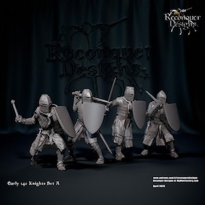 Early 14c Knights Dismounted Set  - Reconquer Designs - Wargames, Modeling, Dioramas, Board Games - 28mm | 32mm | 35mm Scale