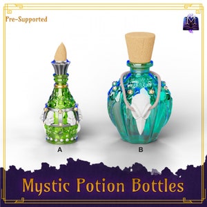 Mystic Potion Bottles - Mystic Makers Miniatures - Oggetto da collezione in resina 3D Printed