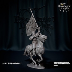 Castilian Standard-bearer 14th century - Reconquer Designs - Wargames, Modeling, Dioramas, Board Games - 28mm | 32mm | 35mm Scale