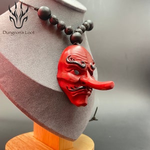 Necklace with Mini Tengu Mask hand painted - 3D Printed