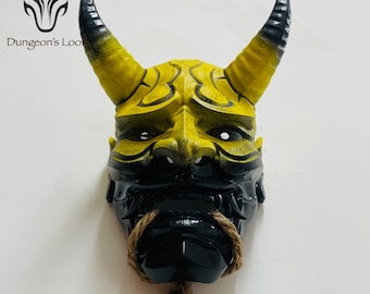 Máscara Oni japonesa colecionável, pintada à mão - impressa em 3D - Loja de Tesouros da Masmorra