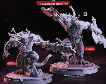 Démons Berserker - Cast n' Play - Donjons et Dragons, Dnd, Pathfinder, Warhammer - Échelle 32 mm - Imprimé en 3D