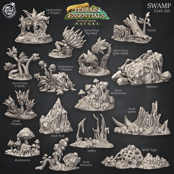 Swamp Setting Set - Cast n' Play Terrain Essential - Dungeons and Dragons, Dnd, Pathfinder, Warhammer - Schaal 32 mm - 3D geprint