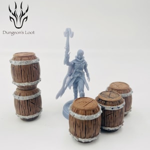 Målade miniatyrfat - Cast n' Play - Dungeons and Dragons, D&D, Pathfinder - 32 mm - 3D-utskrivet