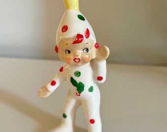 Vintage Norcrest Flame Pixie Christmas Figurine Japan rare, FREE Shipping