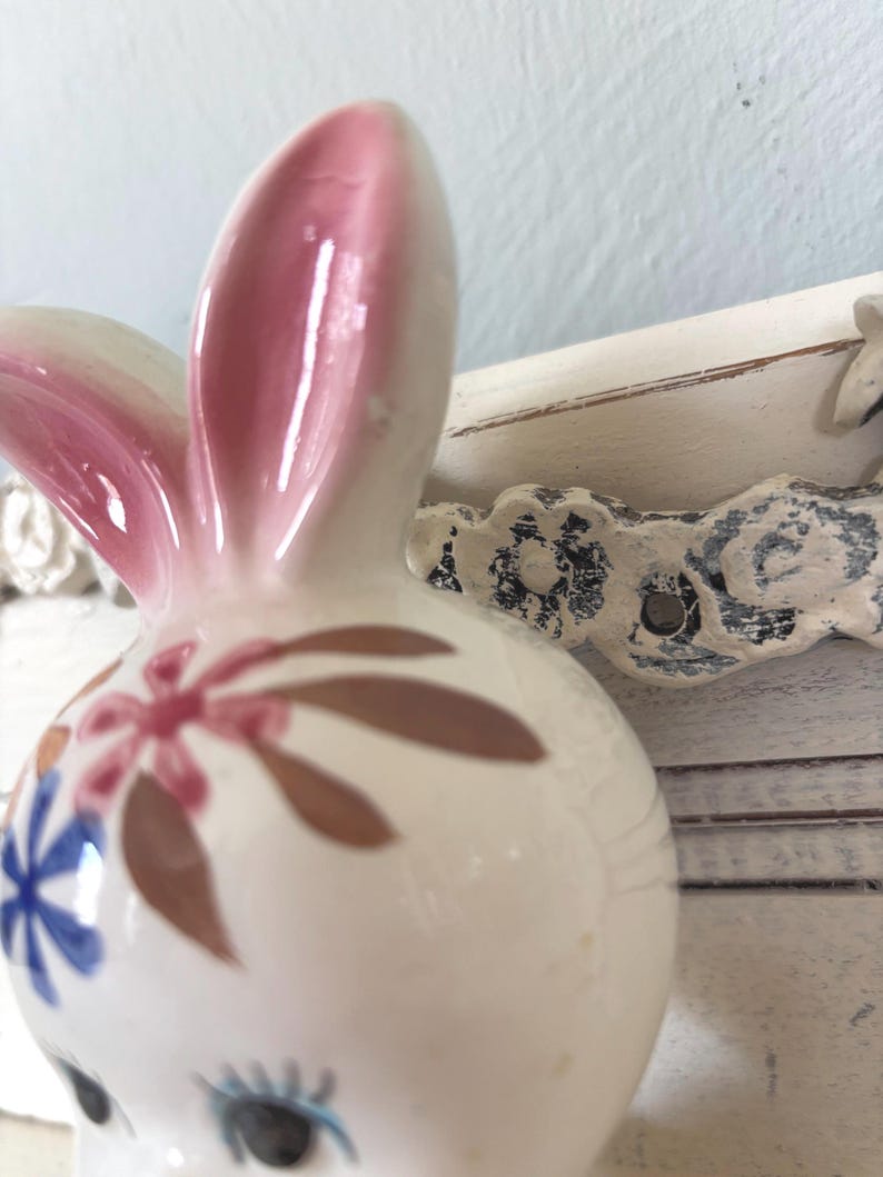 Kitsch Shiny Rabbit Vintage Anthropomorphic Kitsch Bunny Rabbit Japan Ceramic Figurine 6.5 ...