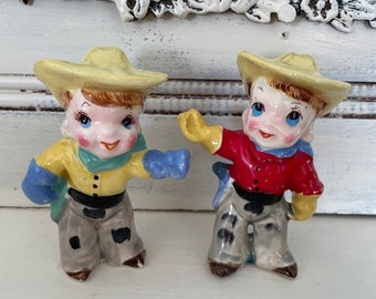 Vintage Japan Cowboy & Horse Ceramic Salt Pepper Shakers - Etsy