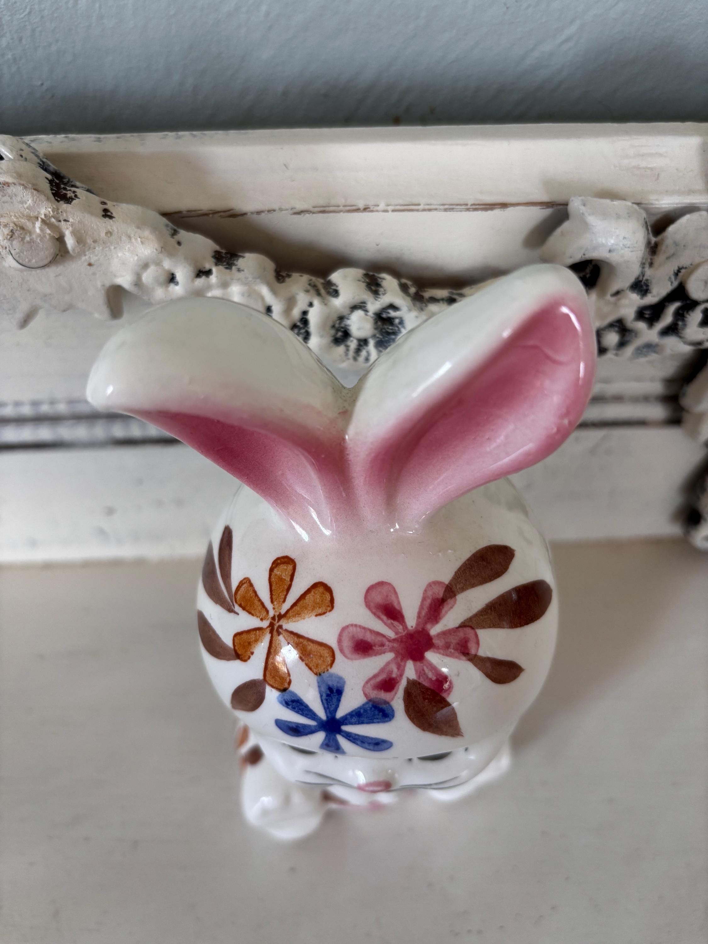 Kitsch Shiny Rabbit Vintage Anthropomorphic Kitsch Bunny Rabbit Japan Ceramic Figurine 6.5 ...