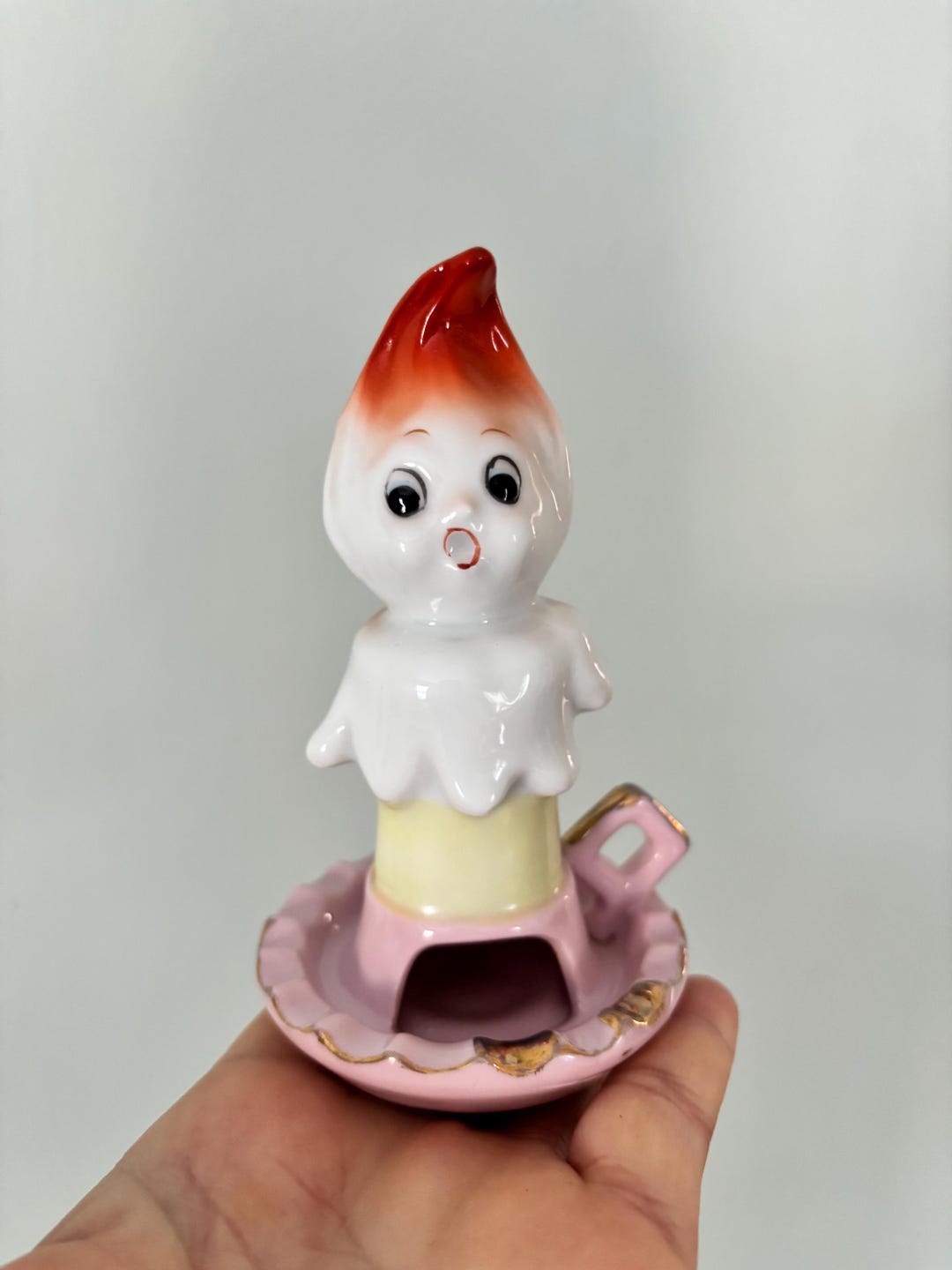 Vintage Anthropomorphic Ucagco Flame Candle Ceramic Japan Ashtray