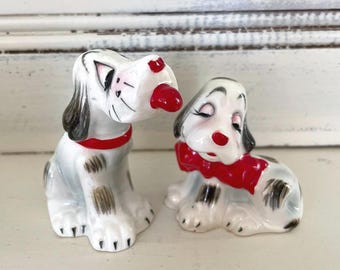 Vintage PY Japan Ceramic Anthropomorphic Puppy Dog Salt and Pepper Shakers