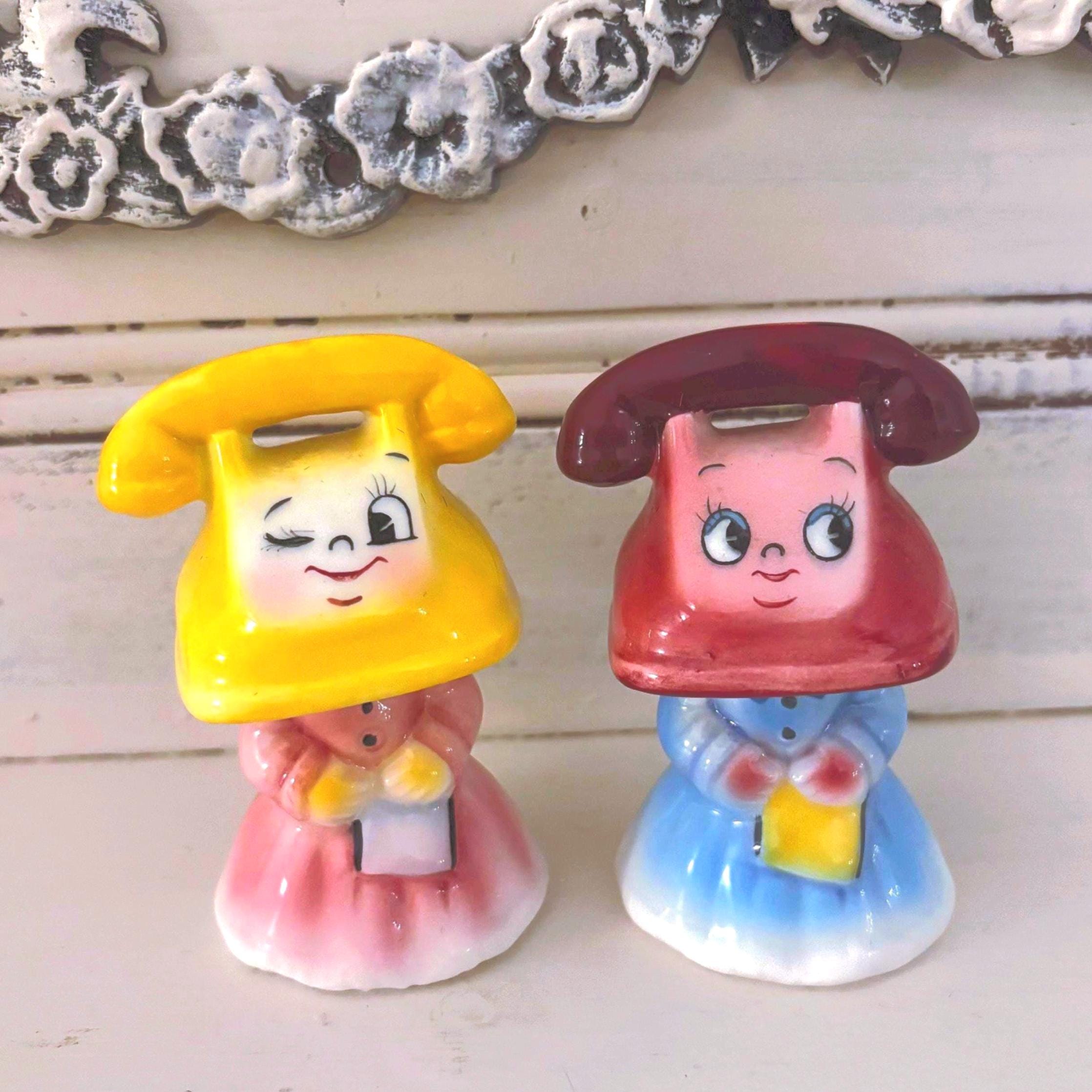 Vintage PY Anthropomorphic Telephone Girl Salt and Pepper Shakers