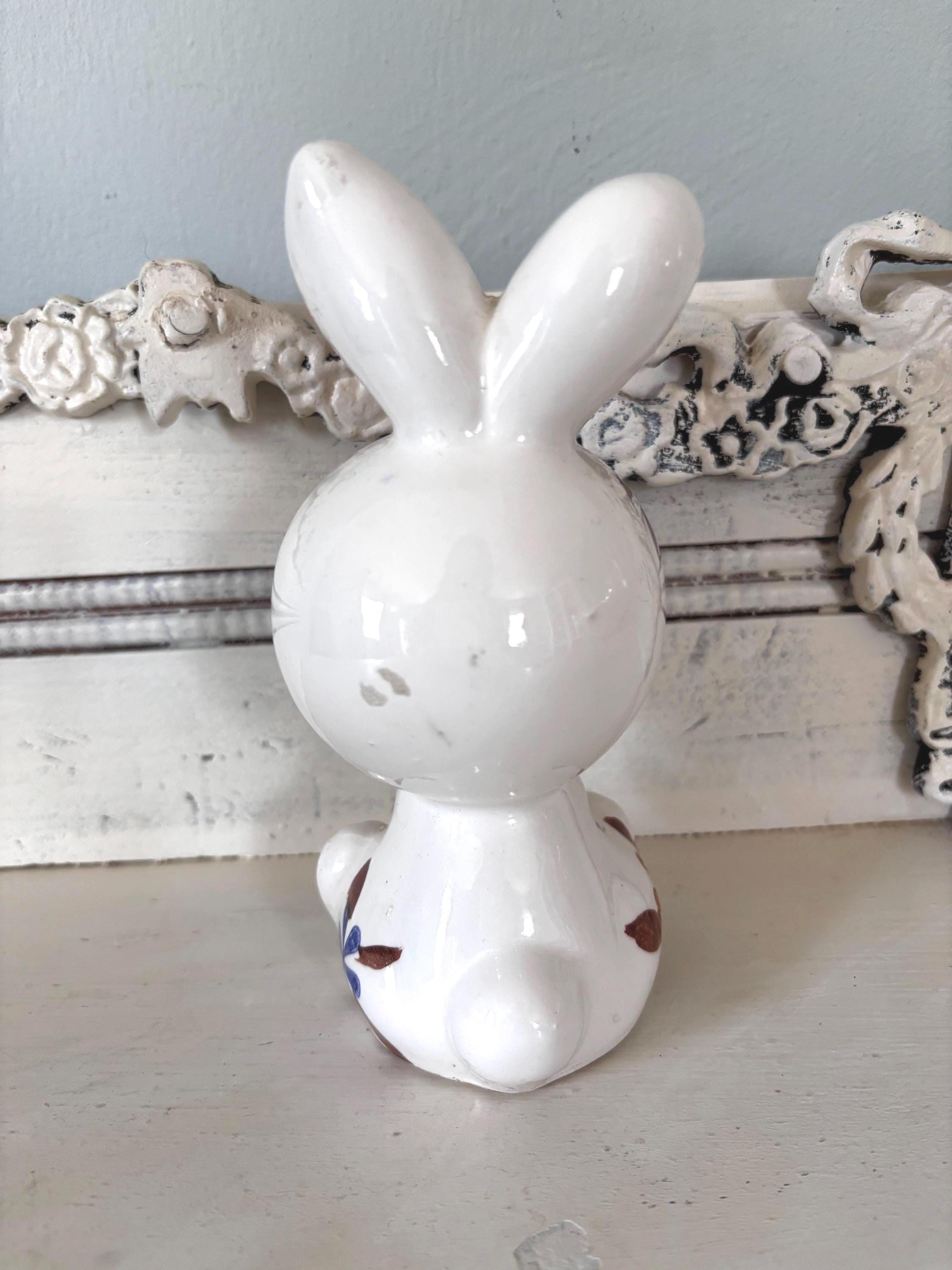 Kitsch Shiny Rabbit Vintage Anthropomorphic Kitsch Bunny Rabbit Japan Ceramic Figurine 6.5 ...