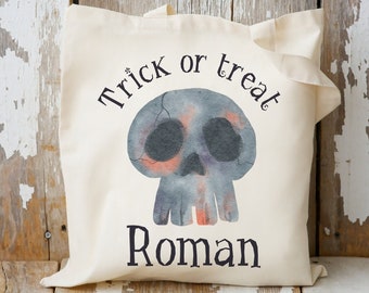 Personalized Trick or Treat Tote Bags for Kids, Halloween Candy Bag for Boys or Girls, Halloween Party Treat Bag, Halloween Gift, Goodie Bag