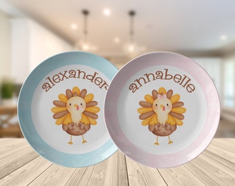 Personalized Thanksgiving Plate, Custom Thanksgiving Plate for Kids, Personalized Boy or Girl Turkey Plate, Holiday Plate with Name