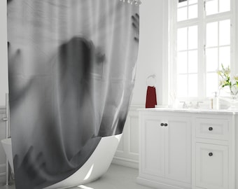 Graveyard Skull Shadow Bathroom Free Hooks Waterproof Fabric Shower Curtain Set 