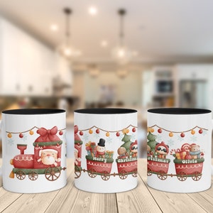 Personalized Christmas Train Mug for Kids, Santa Cocoa Mug, Christmas Eve Box Filler, Stocking Stuffer for Kids, Christmas Hot Chocolate Mug