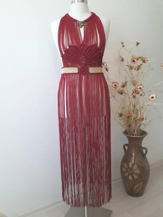Macrame Dress LOTUS V.1"..Festival Clothing/Made to Measure Dress/Party Dress/Boho Wedding Dress/Fringe Dress/Night Dress/Women Dress..