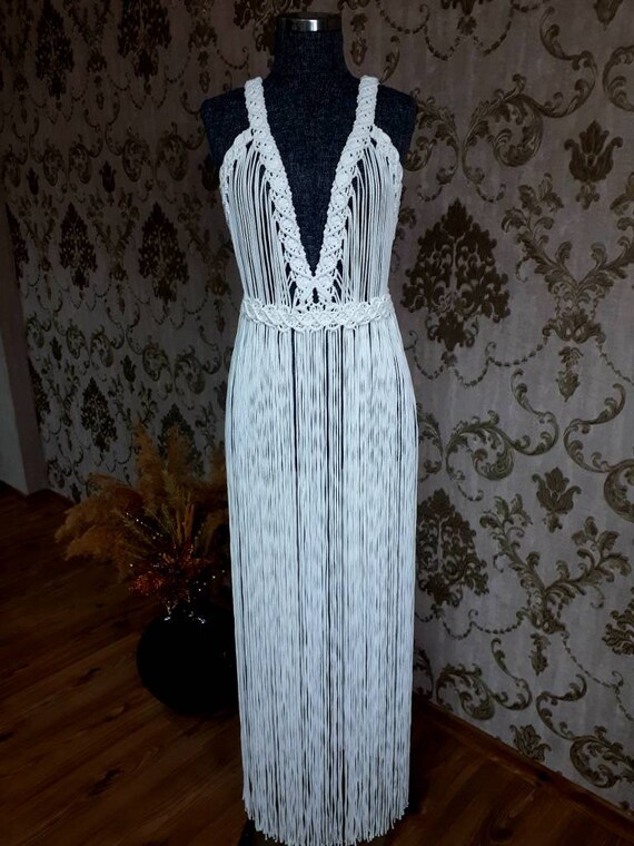Macrame Dress "hera IN Ida"...festival Dress/bridal/boho Beach Wedding Dress /fringe Dress/maternity Dress/baby-shower Dress/women Dress... - Etsy