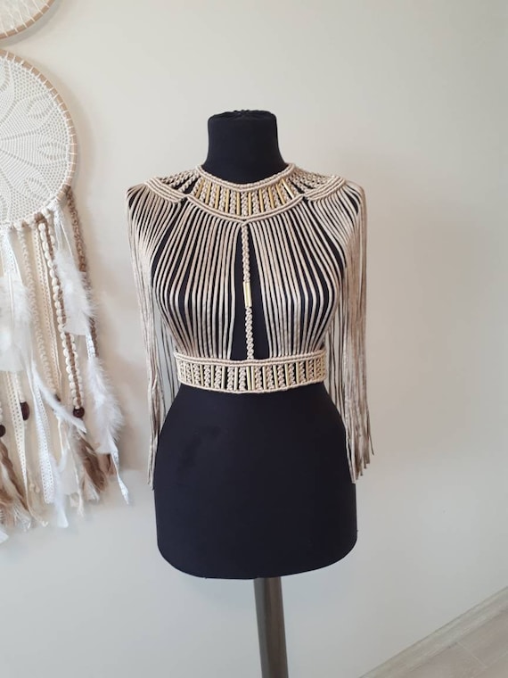 Macrame Bustier bolero.festival Top festival Costume party Dress boho Dress handmade Dress wedding Dress elegance Top fringe Top. Etsy Ireland