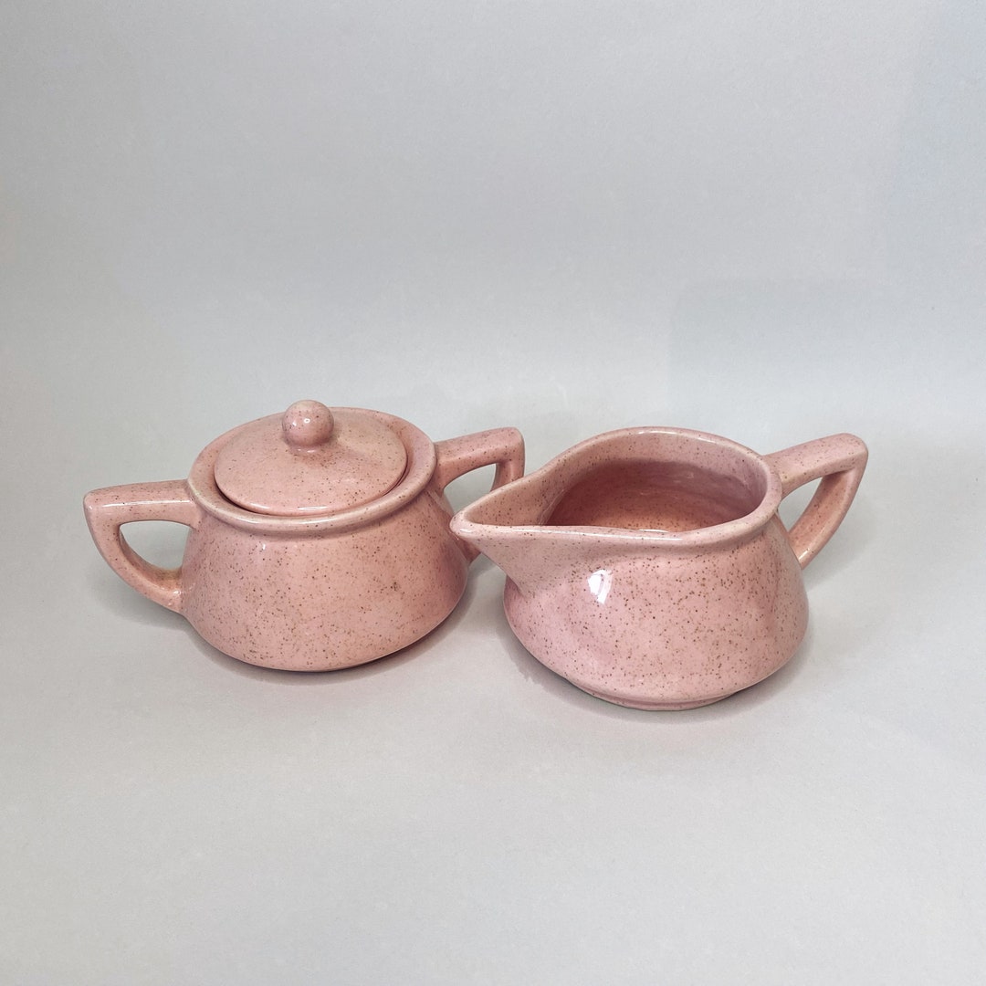 Vintage Pink Sugar and Creamer Set Vintage Kitchen Gift for Mom Milk