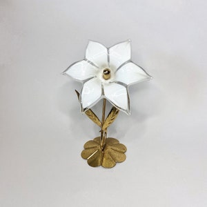 Vintage Murano Glass Flower Brass Base Statue | Brass Flower | Glass Flower | Murano Glass | Glass Art